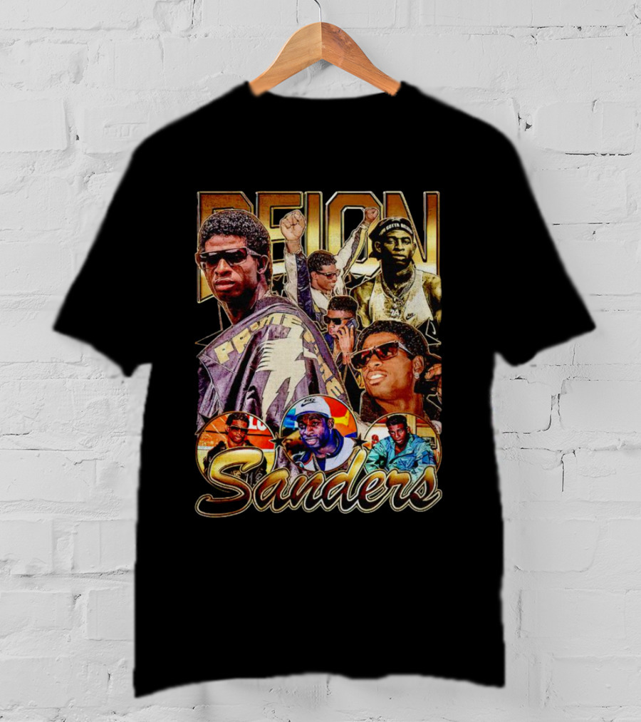 Deion Sanders Prime Time Vintage Collage With Multiple Portraits T-Shirt