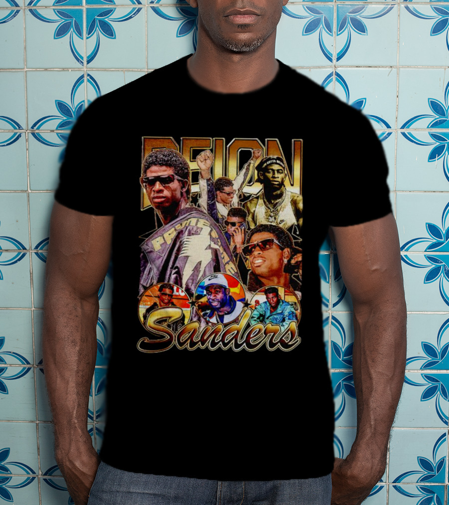 Deion Sanders Prime Time Vintage Collage With Multiple Portraits T-Shirt