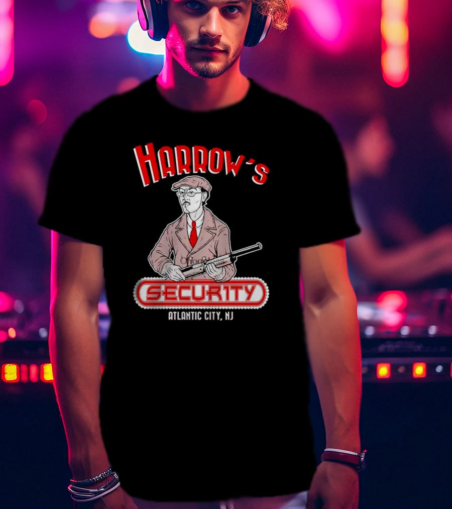 Harrow's Security Atlantic City NJ Vintage Style Gangster T-Shirt