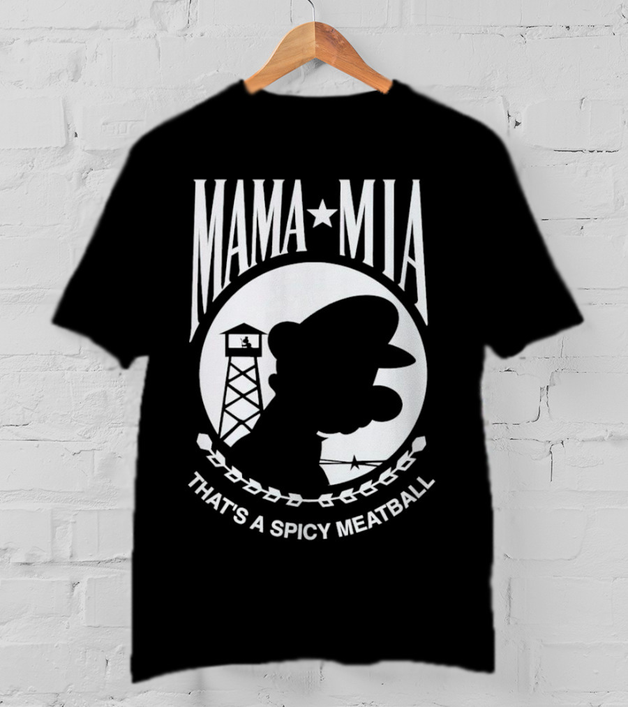 MAMA MIA THAT'S A SPICY MEATBALL Mario Silhouette Prison Tower T-Shirt