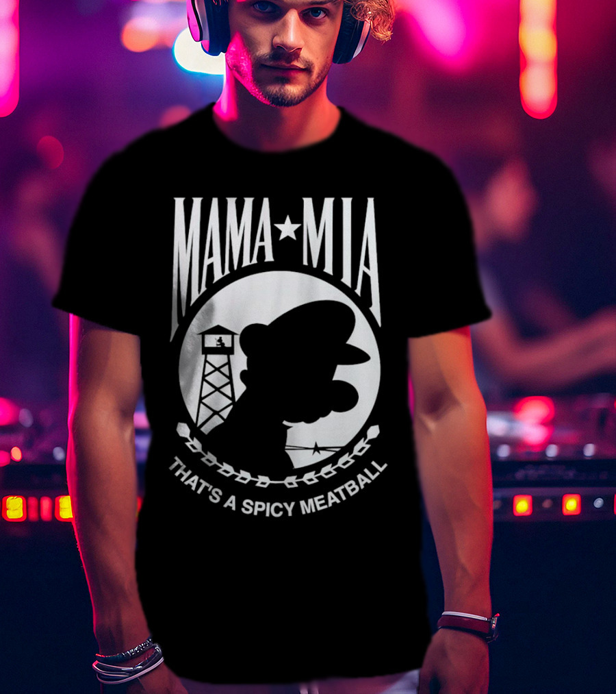 MAMA MIA THAT'S A SPICY MEATBALL Mario Silhouette Prison Tower T-Shirt
