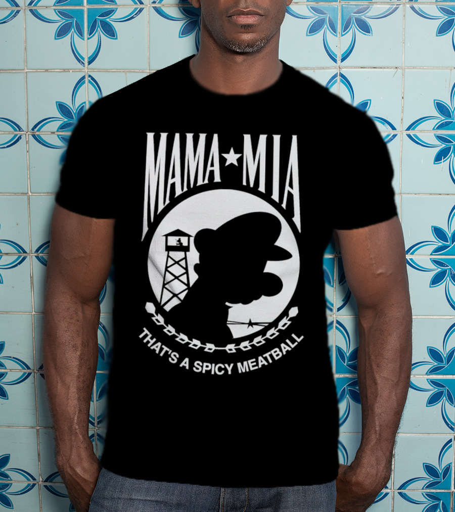 MAMA MIA THAT'S A SPICY MEATBALL Mario Silhouette Prison Tower T-Shirt