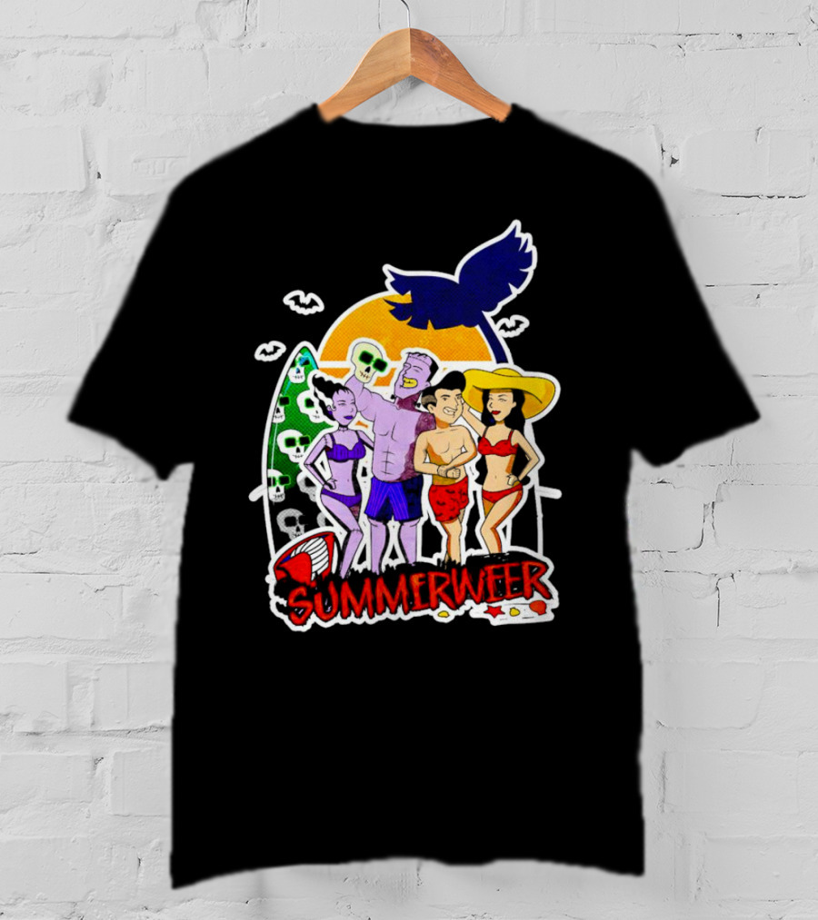 SUMMERWEEN Halloween Beach Party With Monsters And Skulls T-Shirt