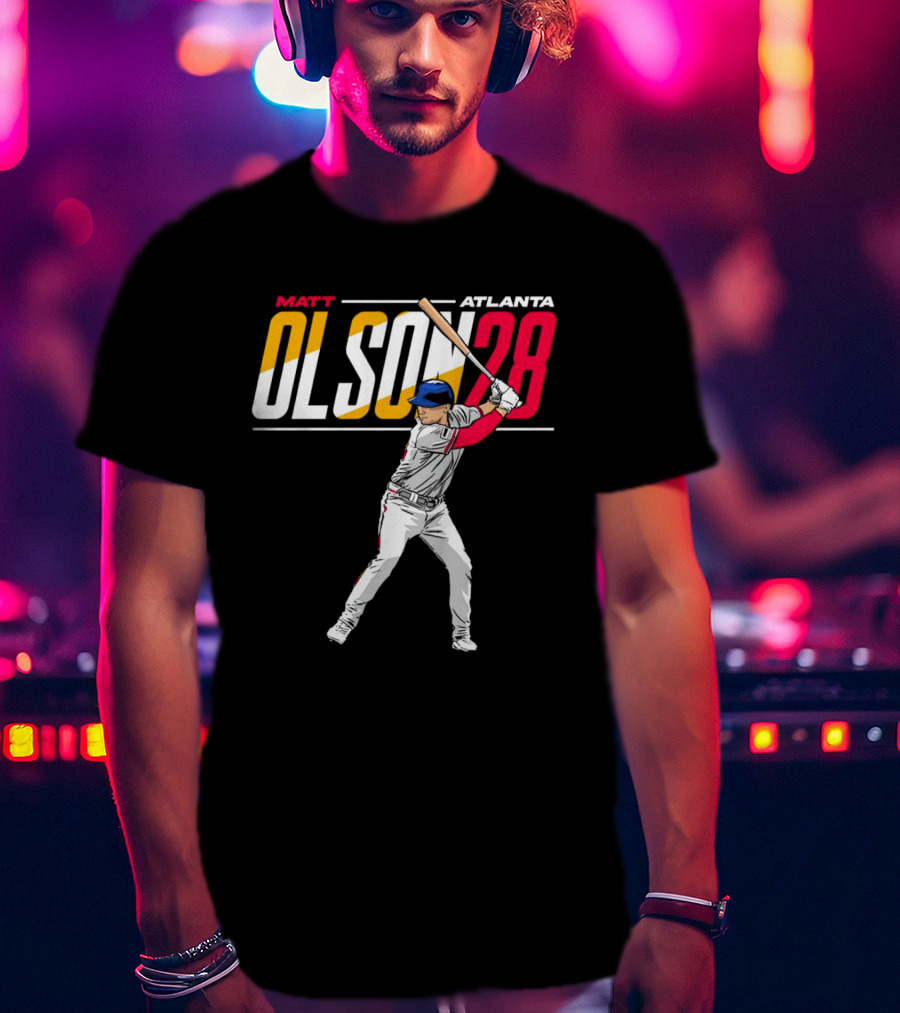 Matt Olson Atlanta Olson 28 Cartoon Vintage Baseball Batter T-Shirt
