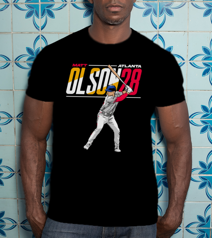 Matt Olson Atlanta Olson 28 Cartoon Vintage Baseball Batter T-Shirt
