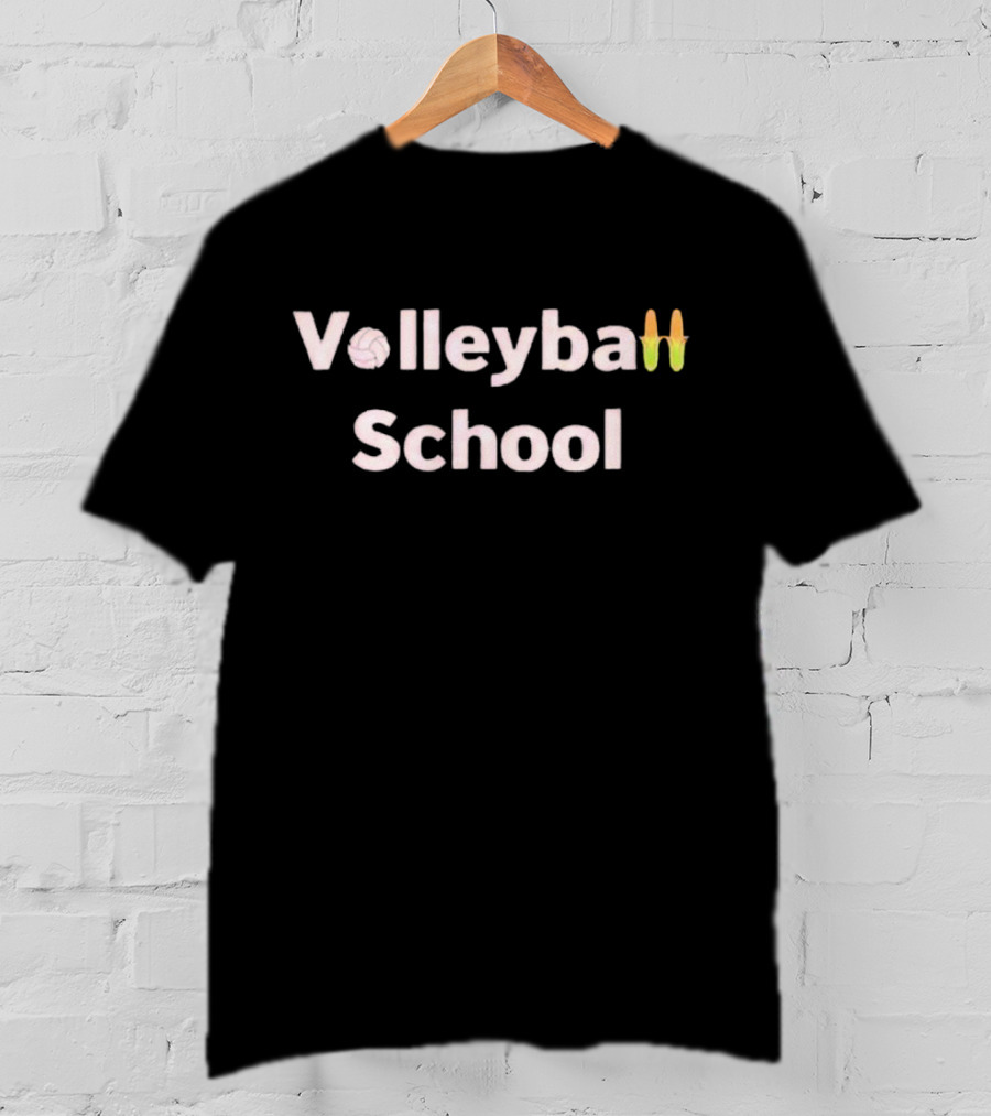 Volleyball School Corn Emoji Volleyball Text T-Shirt