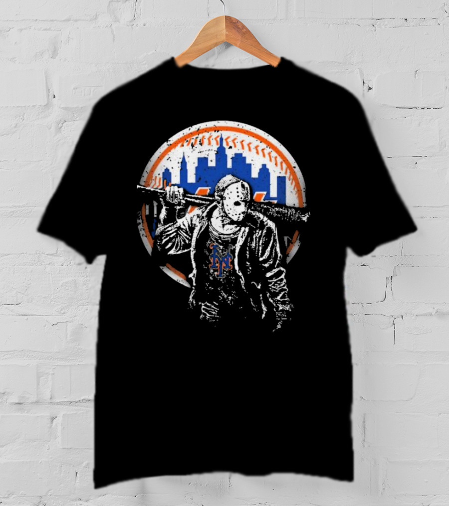 New York Mets Halloween Jason Voorhees Baseball Crossover T-Shirt
