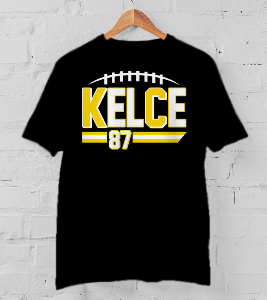 Kelce 87 Chiefs Football Team Icon Yellow Graphics T-Shirt