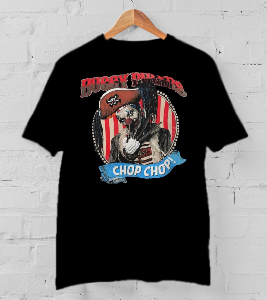 Buggy Pirates Chop Chop Stripe Pattern Clown With Red Hat T-Shirt