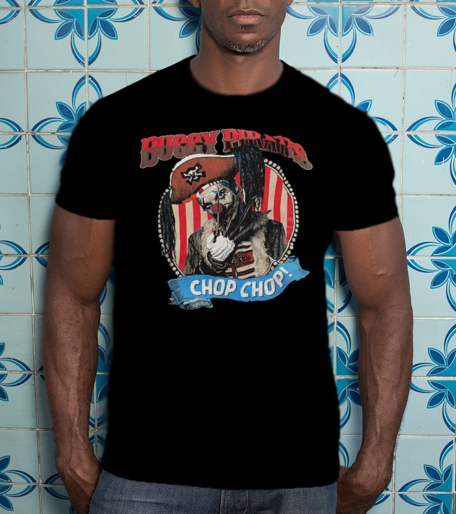Buggy Pirates Chop Chop Stripe Pattern Clown With Red Hat T-Shirt
