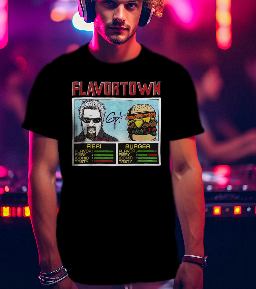 Flavortown Fieri Burger Flavor Fiery Iconic Tasty T-Shirt