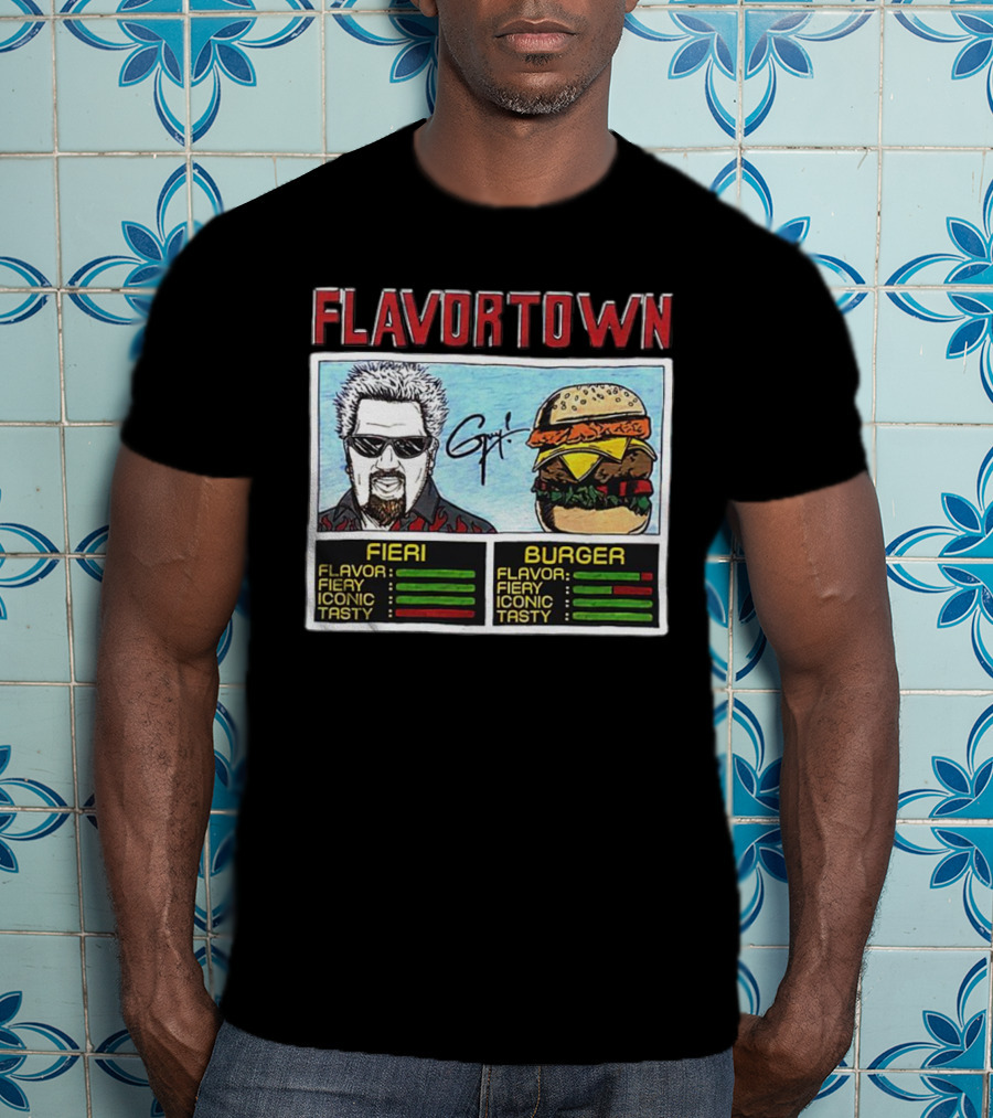 Flavortown Fieri Burger Flavor Fiery Iconic Tasty T-Shirt