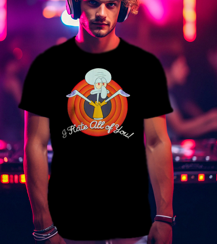 Squidward Tentacles I Hate All Of You Retro Cartoon T-Shirt