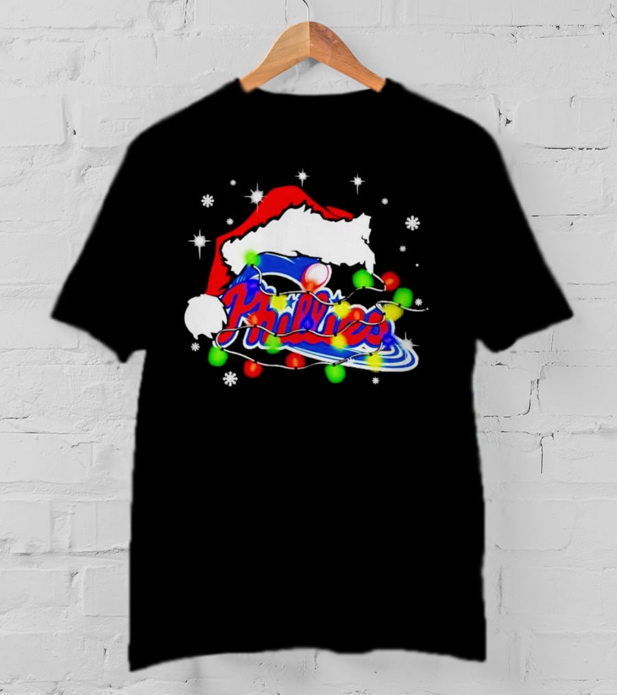 Santa Hat Philadelphia Phillies Christmas Lights T-Shirt
