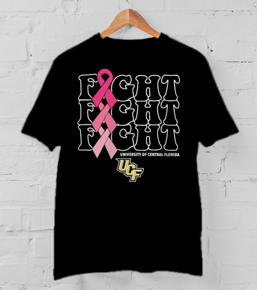 UCF University Of Central Florida Fight Fight Fight Breast Cancer Pink T-Shirt