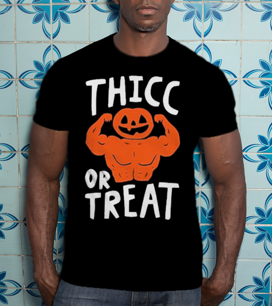 Bri Missbrisolo Thicc Or Treat Halloween Pumpkin Jack-O'-Lantern Bodybuilder T-Shirt
