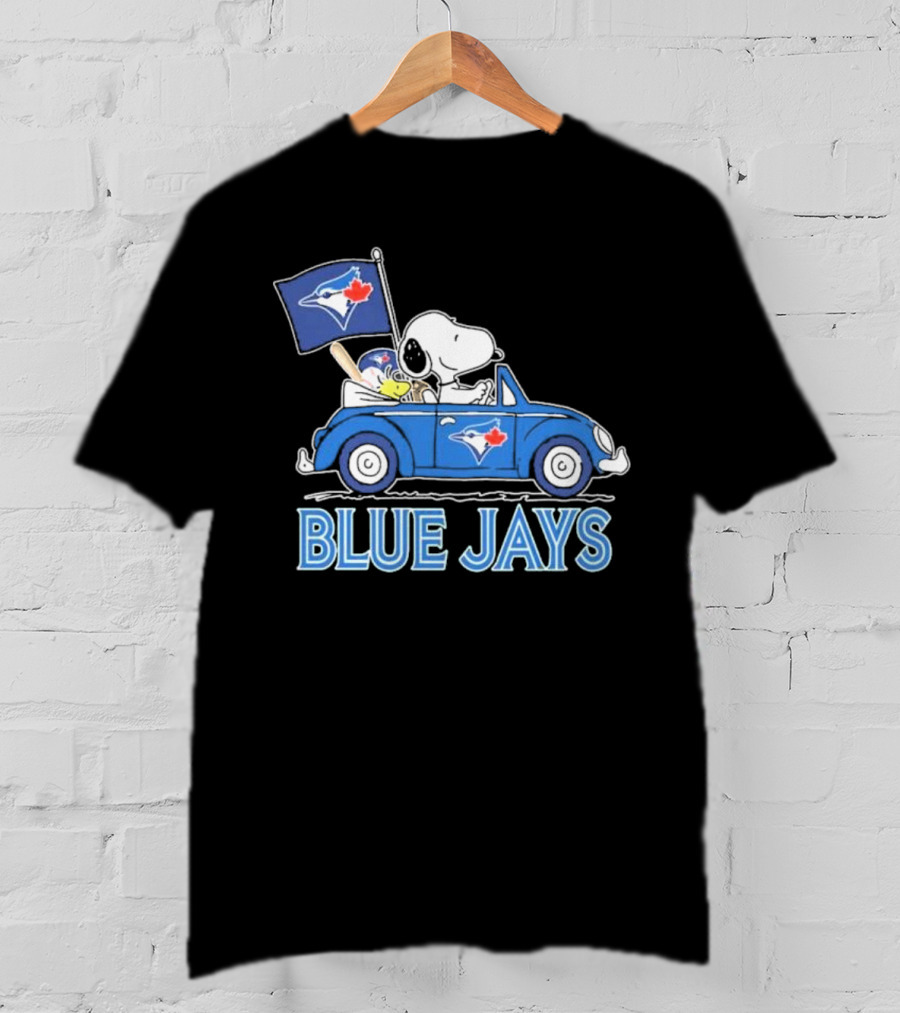 Snoopy Woodstock Toronto Blue Jays Car Blue Jays Flag T-Shirt