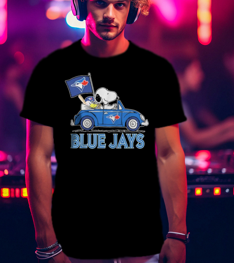 Snoopy Woodstock Toronto Blue Jays Car Blue Jays Flag T-Shirt