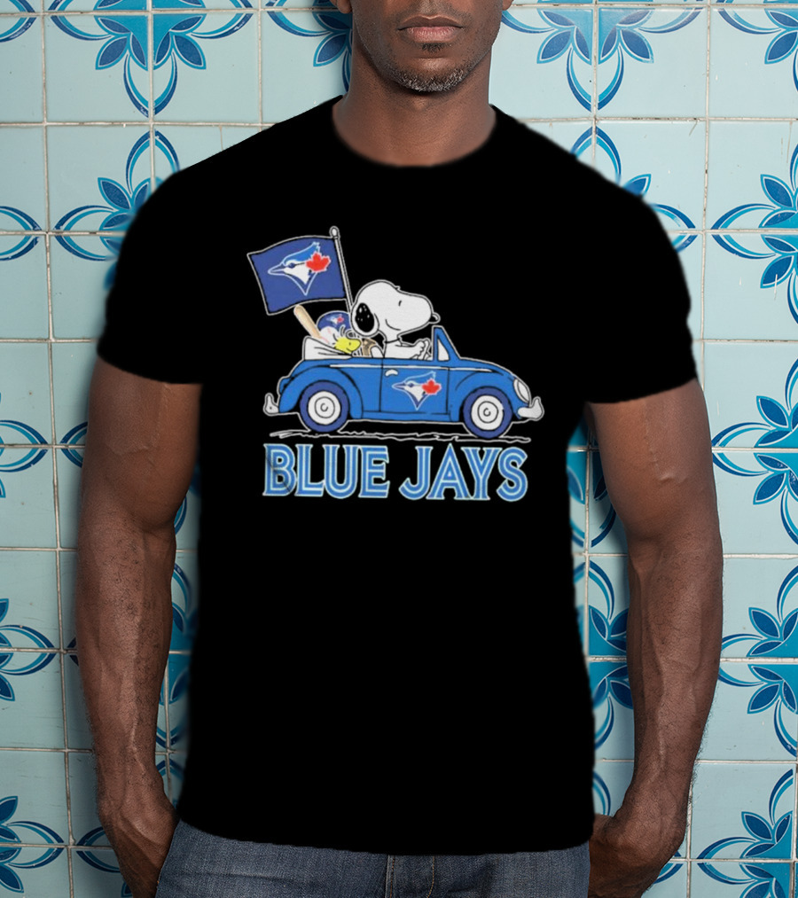 Snoopy Woodstock Toronto Blue Jays Car Blue Jays Flag T-Shirt