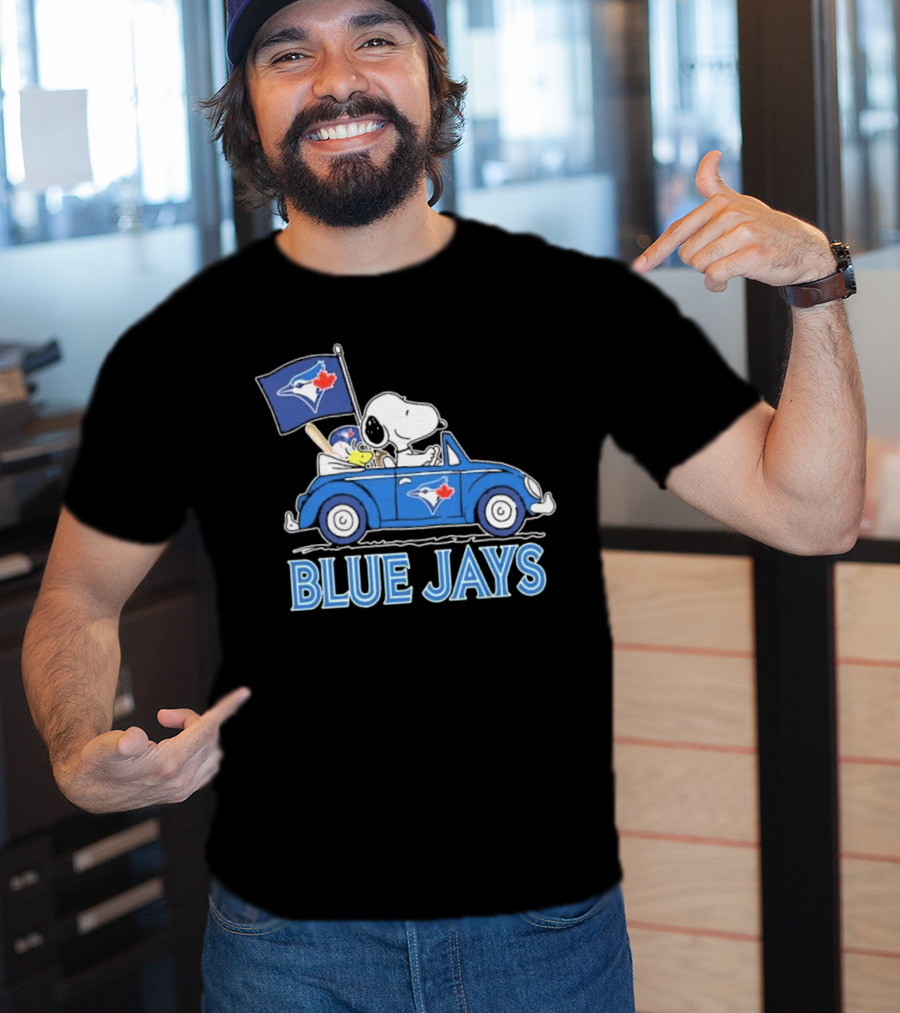 Snoopy Woodstock Toronto Blue Jays Car Blue Jays Flag T-Shirt