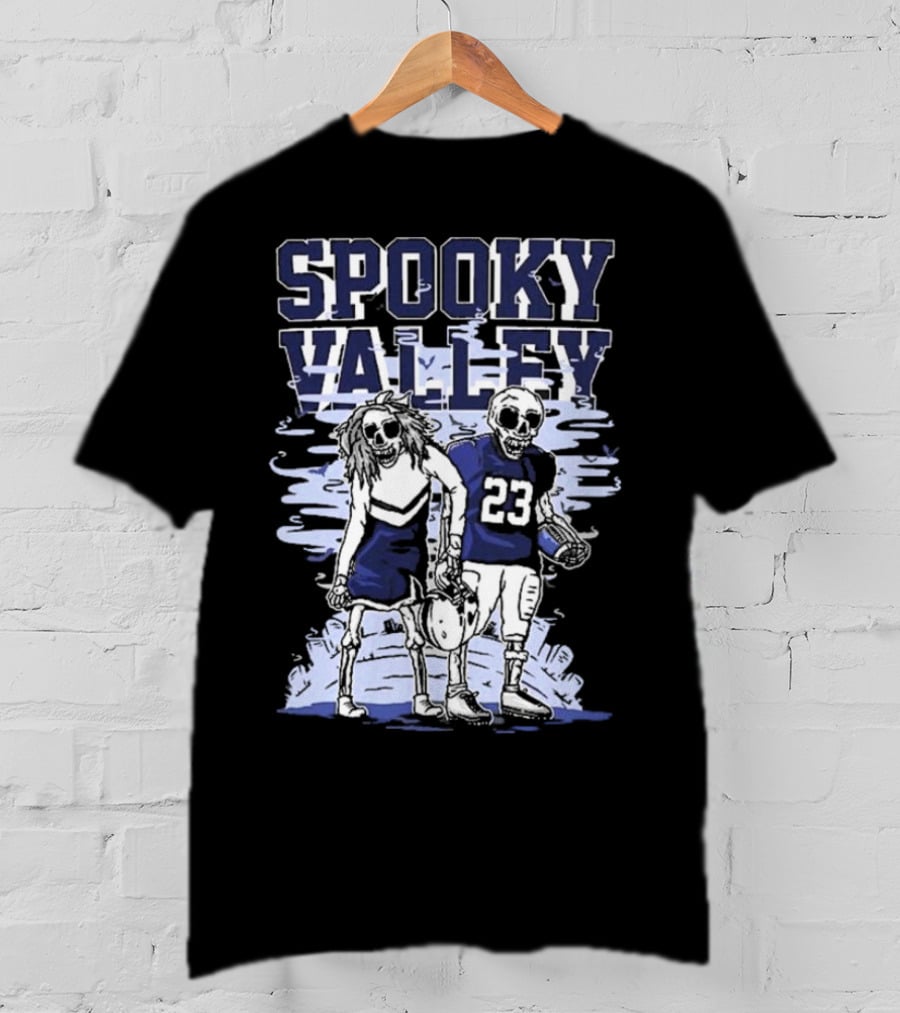 Spooky Valley Penn State Nittany Lions Halloween Skeleton Football Player And Cheerleader T-Shirt