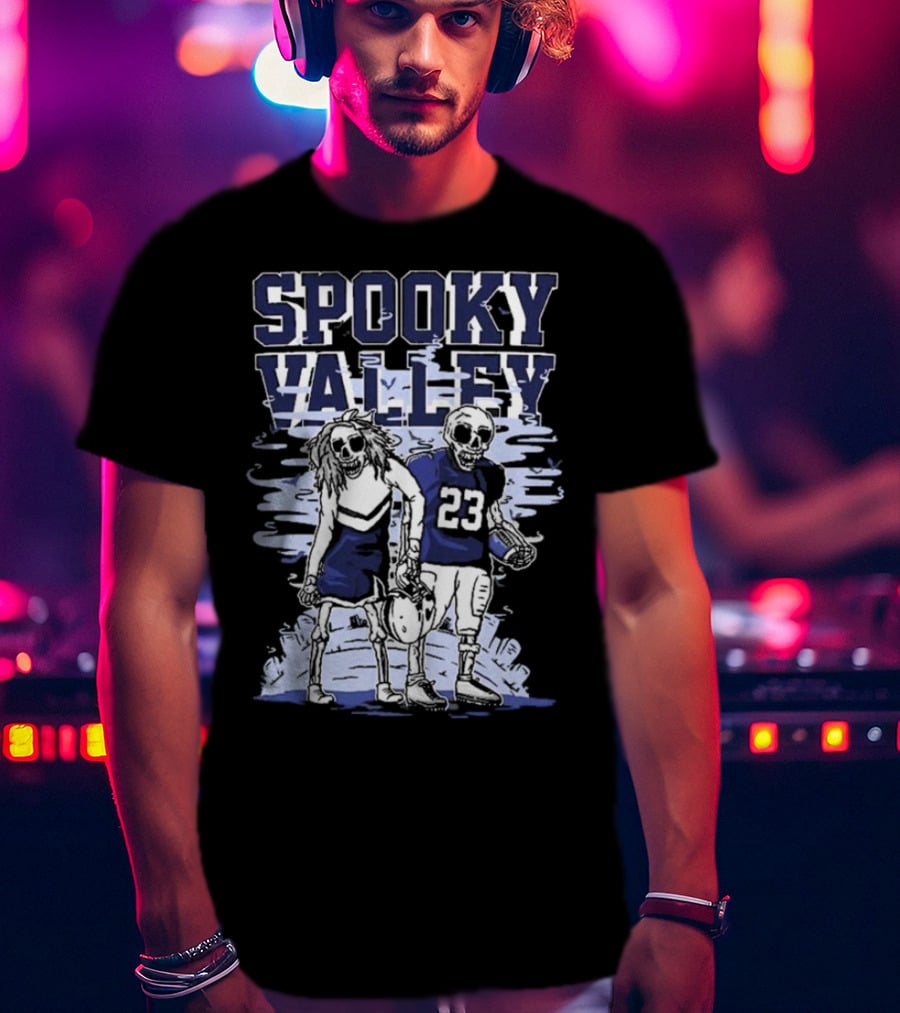 Spooky Valley Penn State Nittany Lions Halloween Skeleton Football Player And Cheerleader T-Shirt