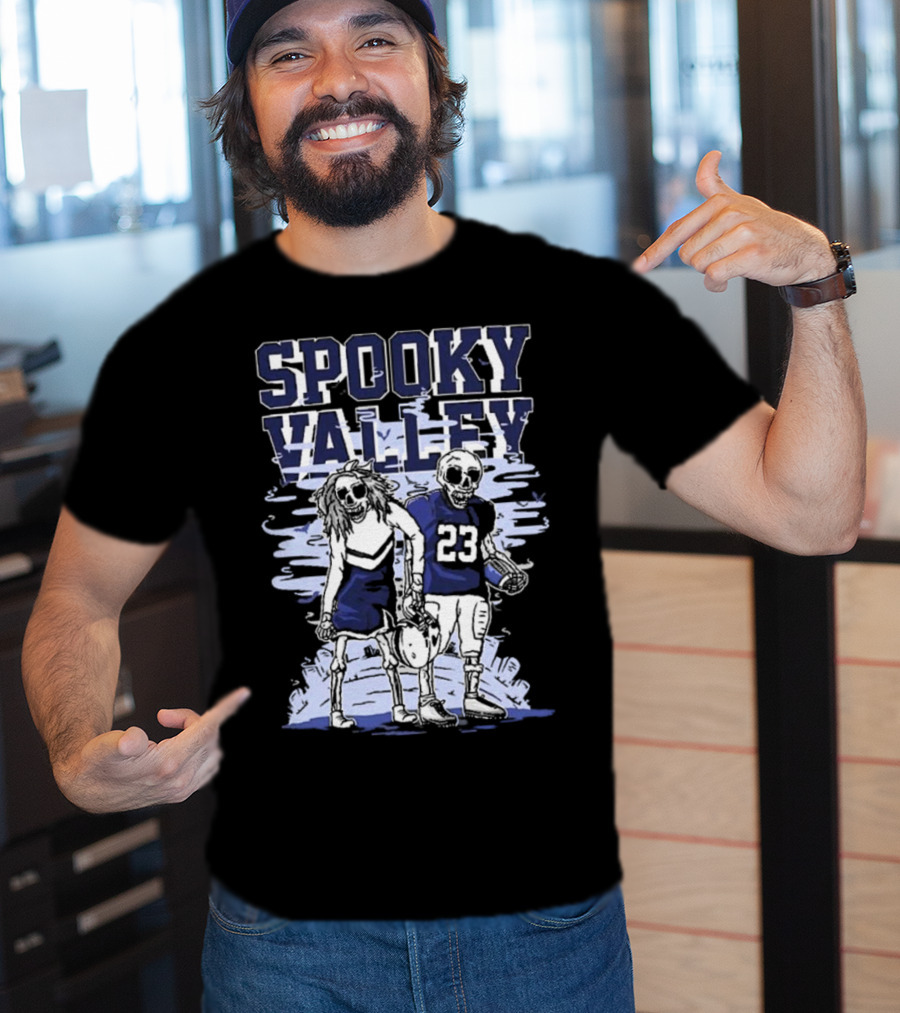 Spooky Valley Penn State Nittany Lions Halloween Skeleton Football Player And Cheerleader T-Shirt