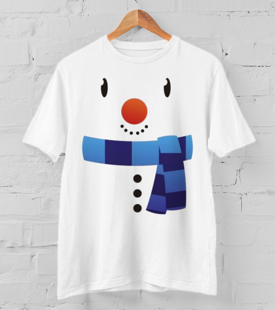 Snowman Suit Christmas Blue Scarf Simple Face T-Shirt