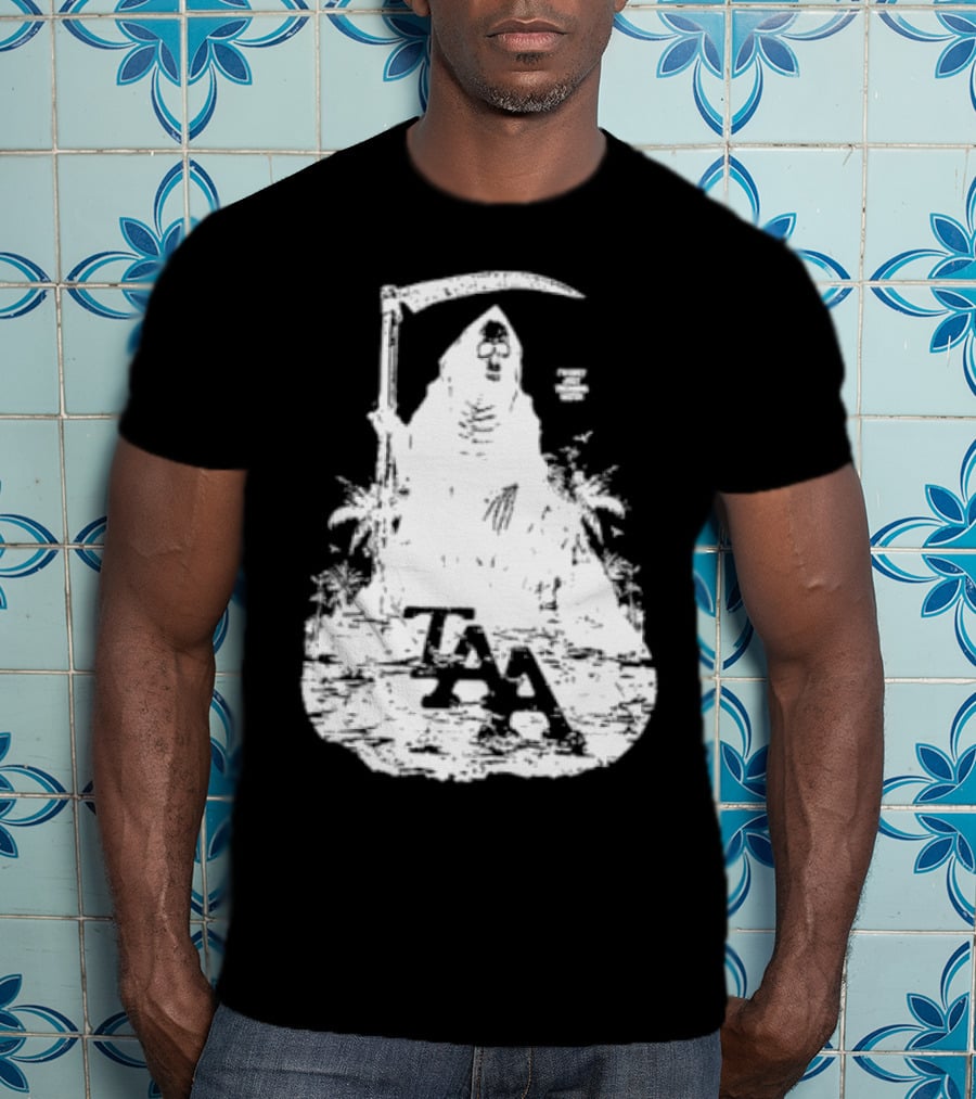 Treading Water TAA Grim Reaper With Scythe And Palm Trees T-Shirt
