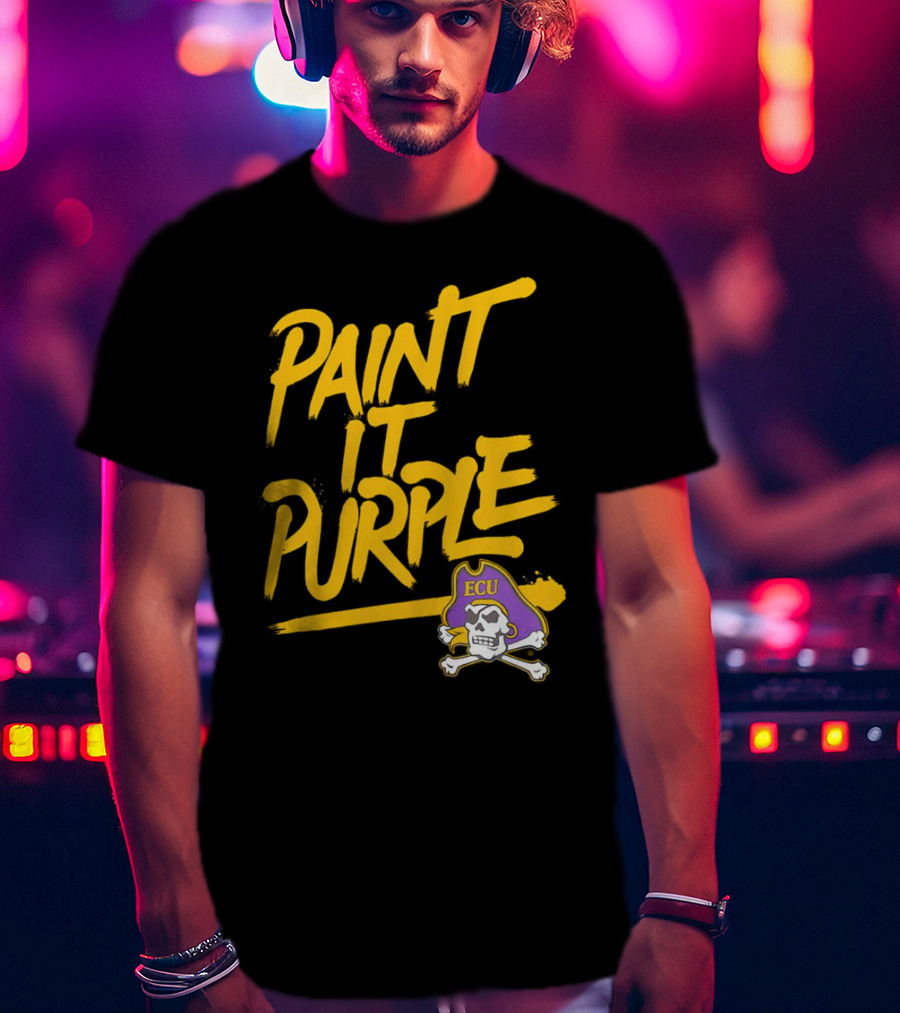 Paint It Purple Carolina ECU Pirates Skull T-Shirt