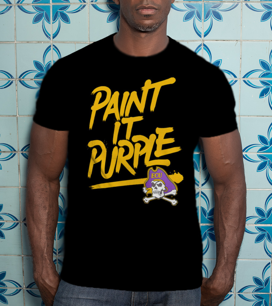 Paint It Purple Carolina ECU Pirates Skull T-Shirt