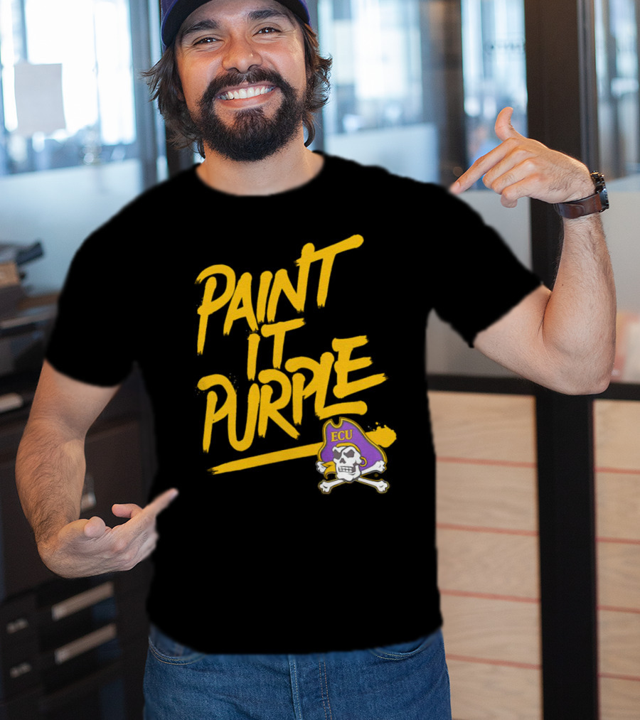 Paint It Purple Carolina ECU Pirates Skull T-Shirt