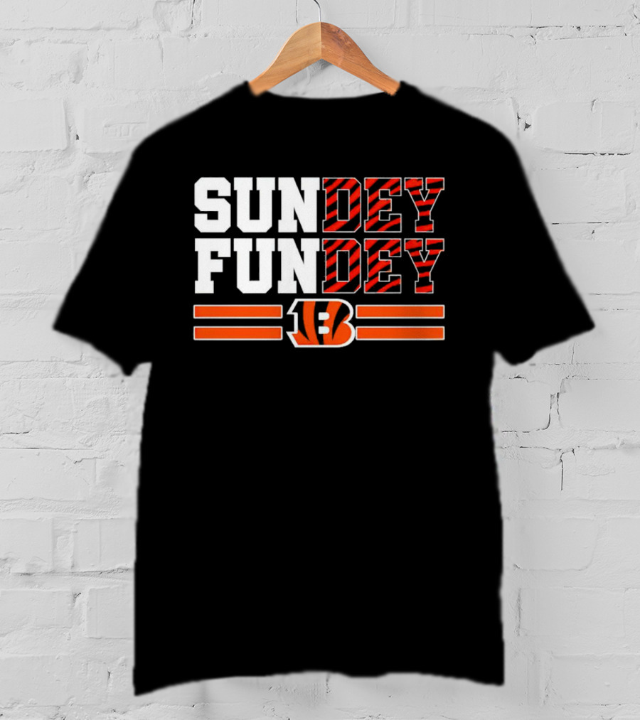Cincinnati Bengals Sundey Funday B Logo Orange Stripes T-Shirt