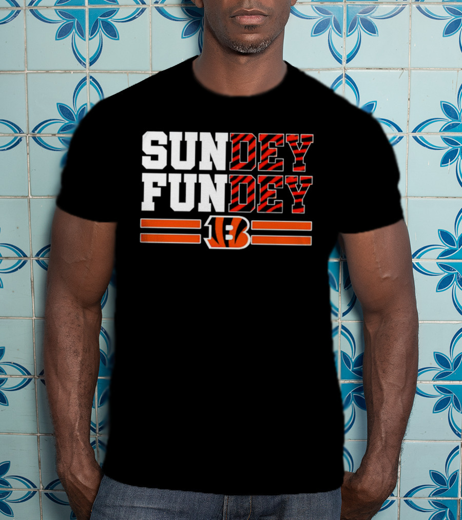 Cincinnati Bengals Sundey Funday B Logo Orange Stripes T-Shirt