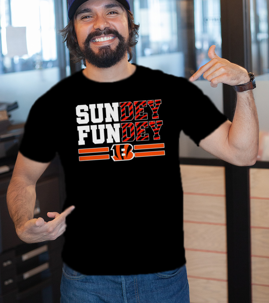 Cincinnati Bengals Sundey Funday B Logo Orange Stripes T-Shirt
