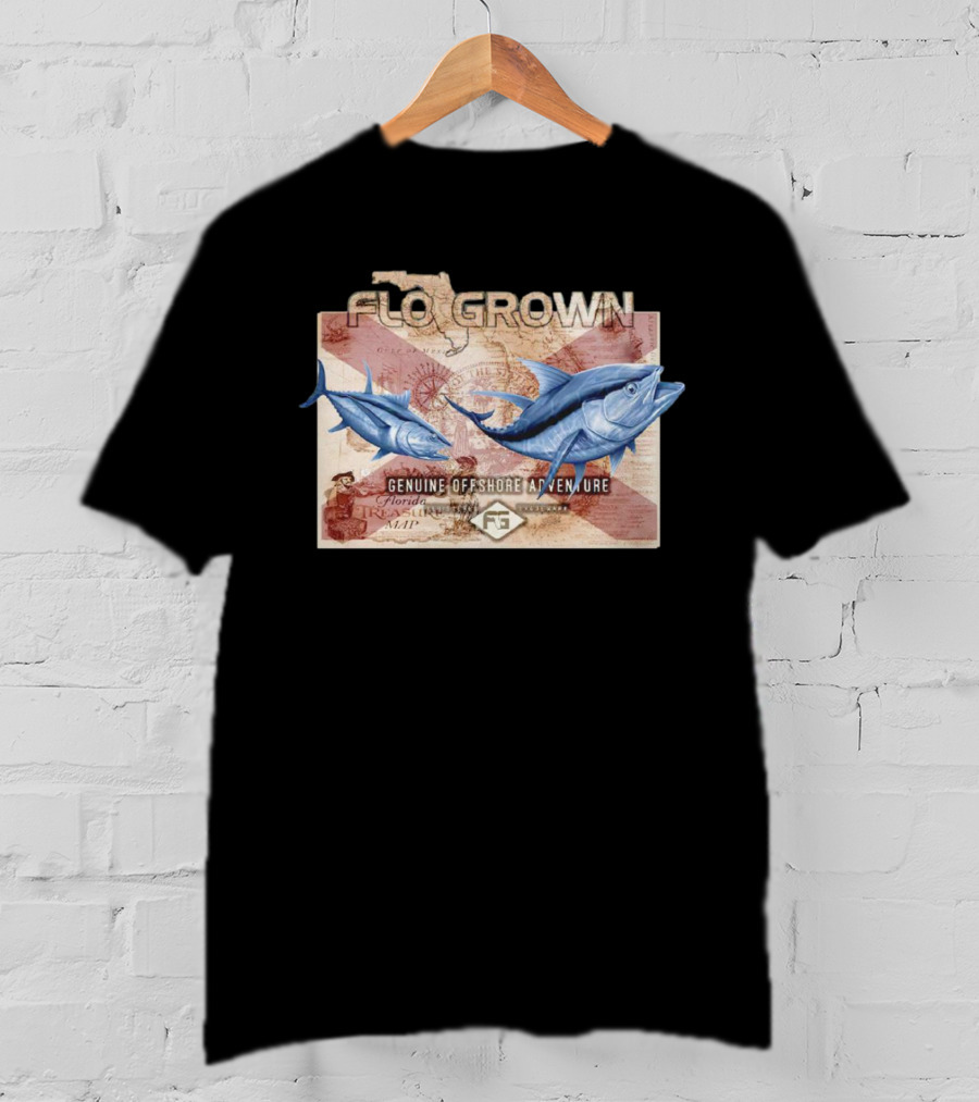 Flogrown Genuine Offshore Adventure Florida Treasure Map Blue Marlin T-Shirt