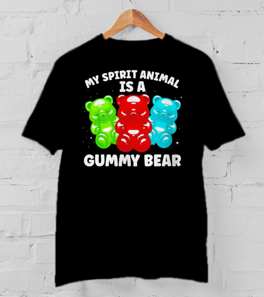 My Spirit Animal Is A Gummy Bear Trio Featuring Red Green And Blue Bears T-Shirt