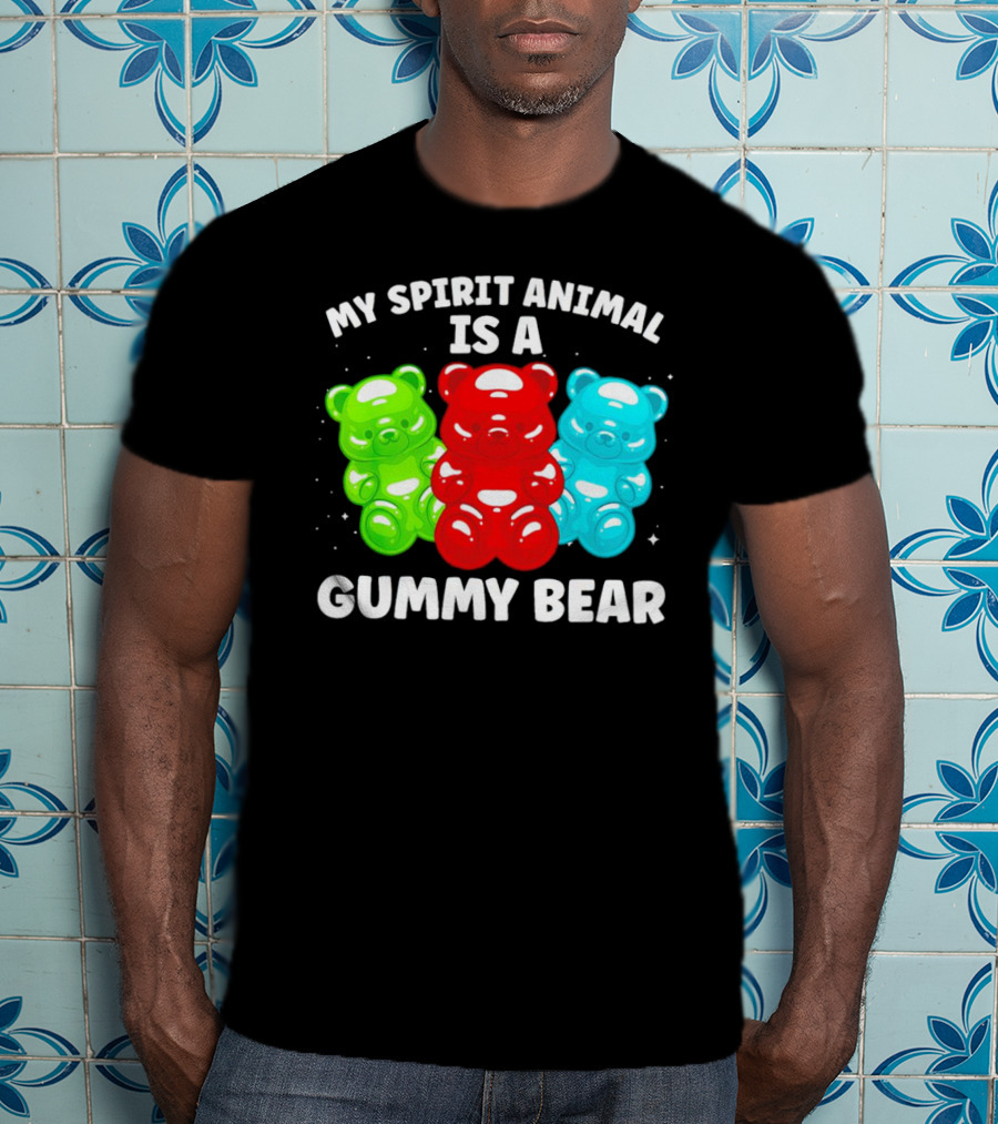 My Spirit Animal Is A Gummy Bear Trio Featuring Red Green And Blue Bears T-Shirt