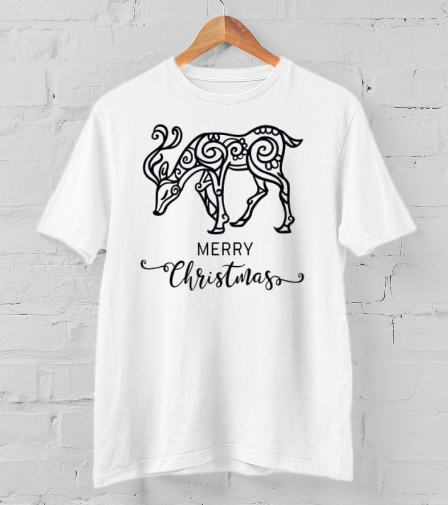 Merry Christmas Reindeer Swirl T-Shirt