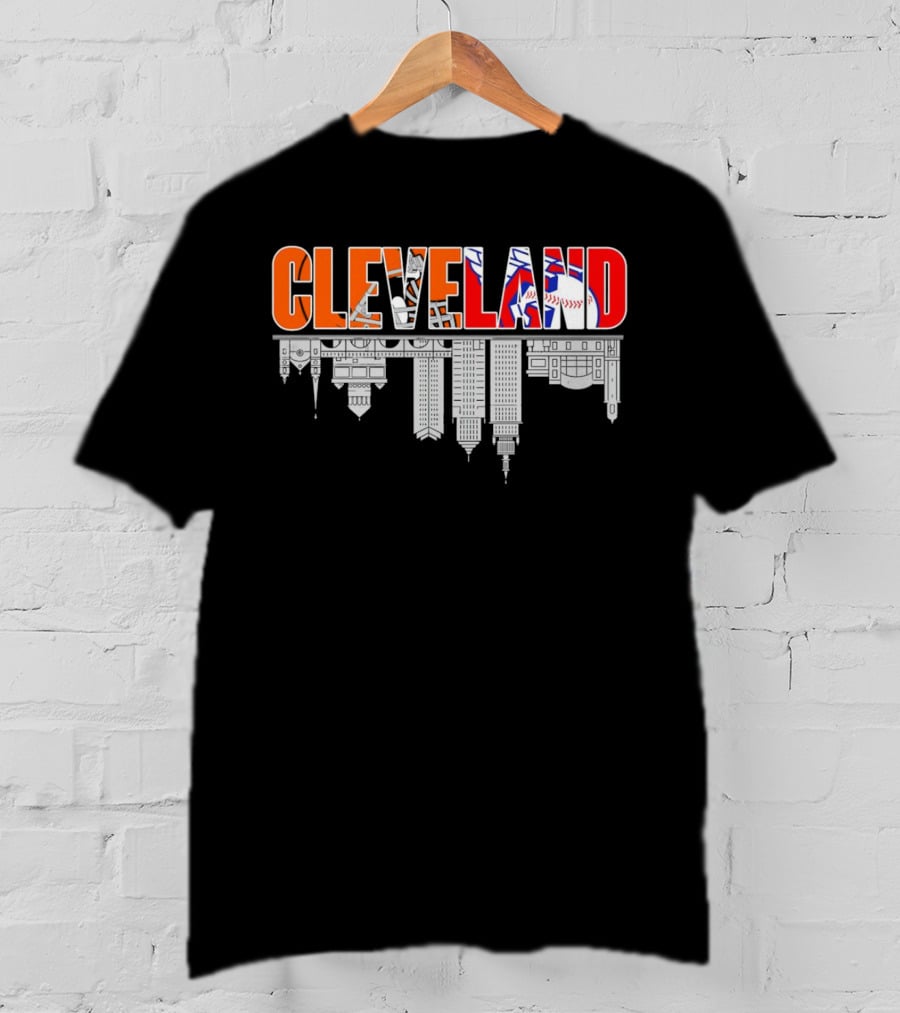 Cleveland City Sports Team Cleveland Browns Cleveland Guardians Skyline T-Shirt