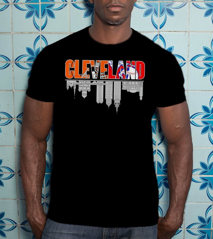 Cleveland City Sports Team Cleveland Browns Cleveland Guardians Skyline T-Shirt
