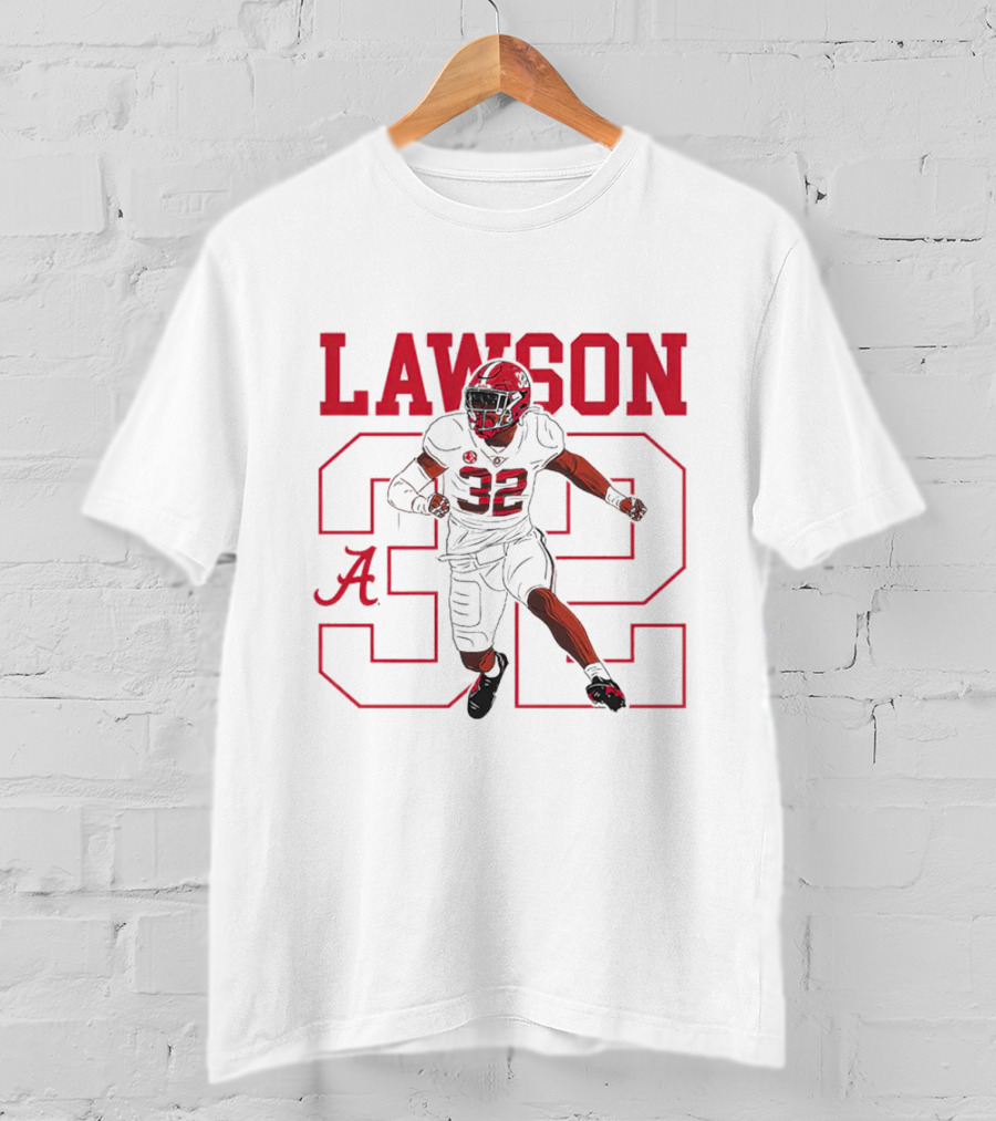 Lawson 32 Alabama Crimson Tide Football Caricature T-Shirt
