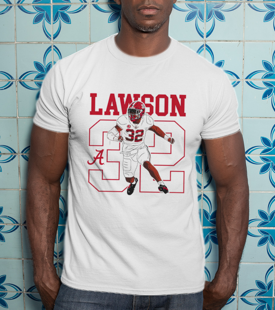 Lawson 32 Alabama Crimson Tide Football Caricature T-Shirt