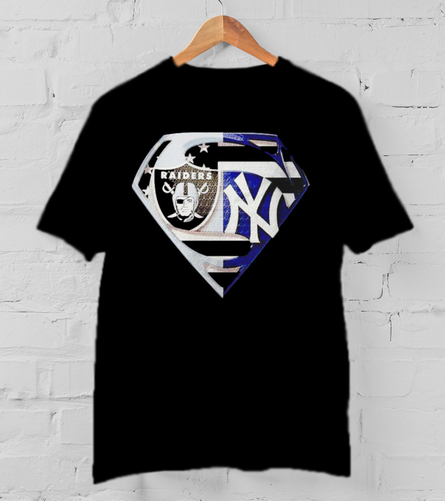 Las Vegas Raiders New York Yankees Superman Shield T-Shirt
