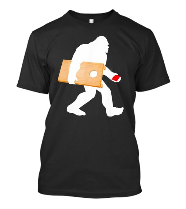 Bigfoot Cornhole Players Lawn Game Silhouette With Red Cup T-Shirt