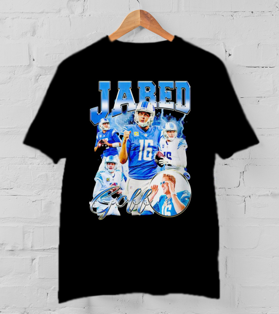 Jared Goff Detroit Lions Quarterback Football Action Montage T-Shirt