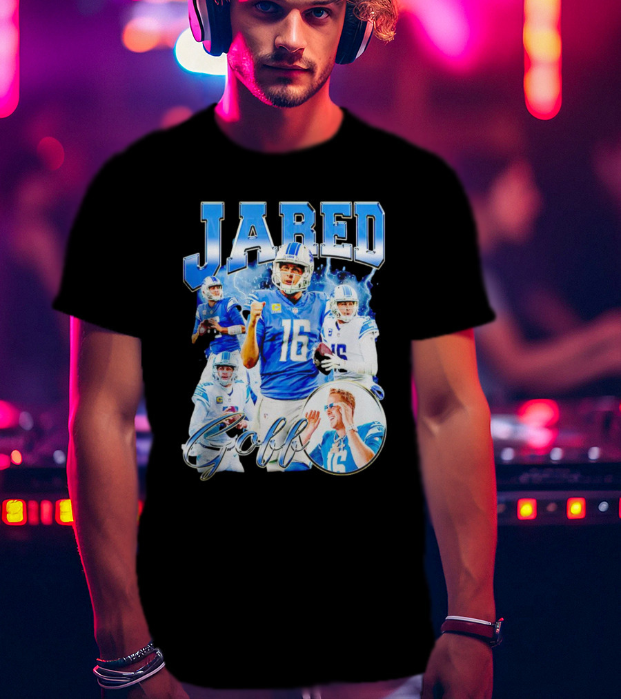 Jared Goff Detroit Lions Quarterback Football Action Montage T-Shirt