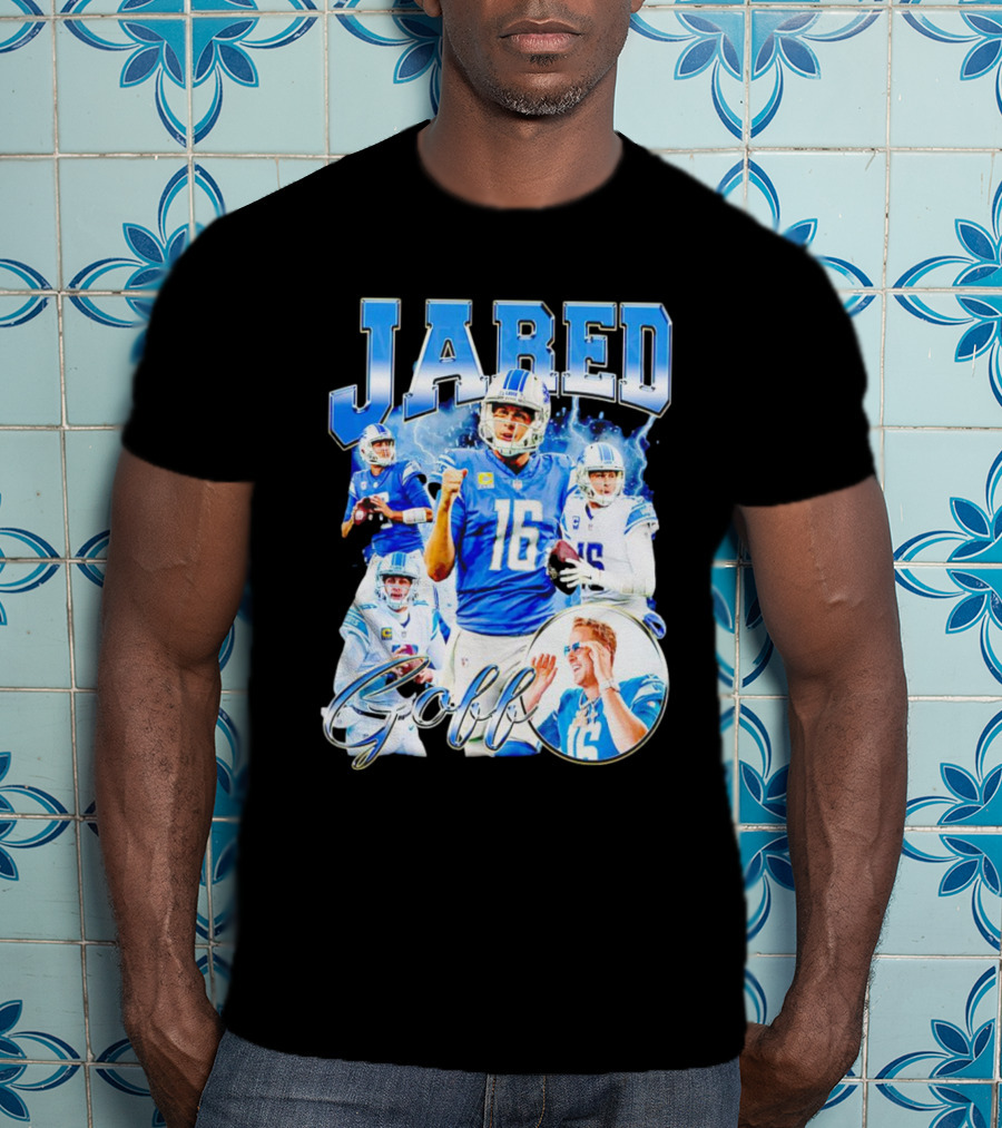 Jared Goff Detroit Lions Quarterback Football Action Montage T-Shirt