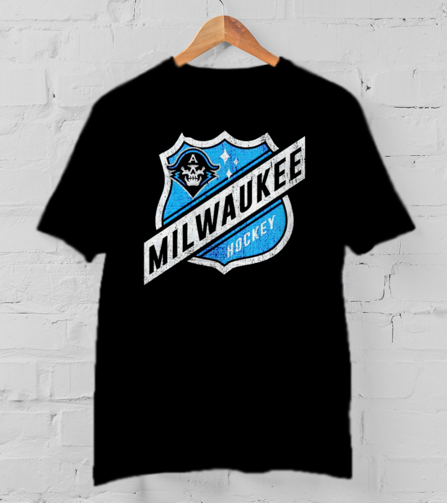 Milwaukee Hockey Admirals Badge Skull T-Shirt
