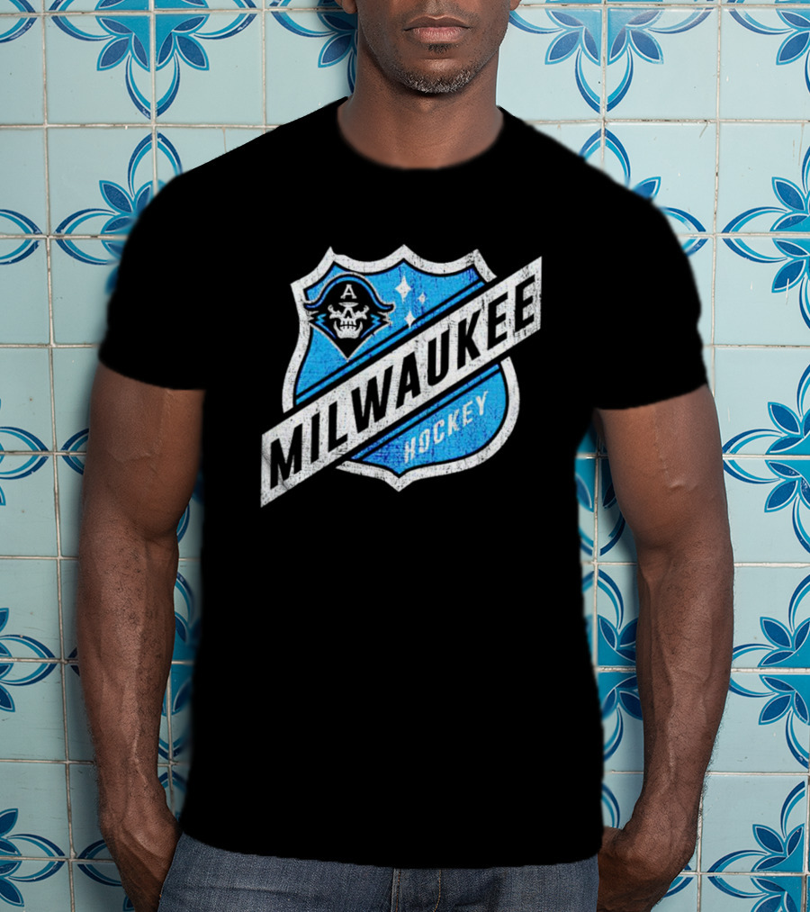 Milwaukee Hockey Admirals Badge Skull T-Shirt